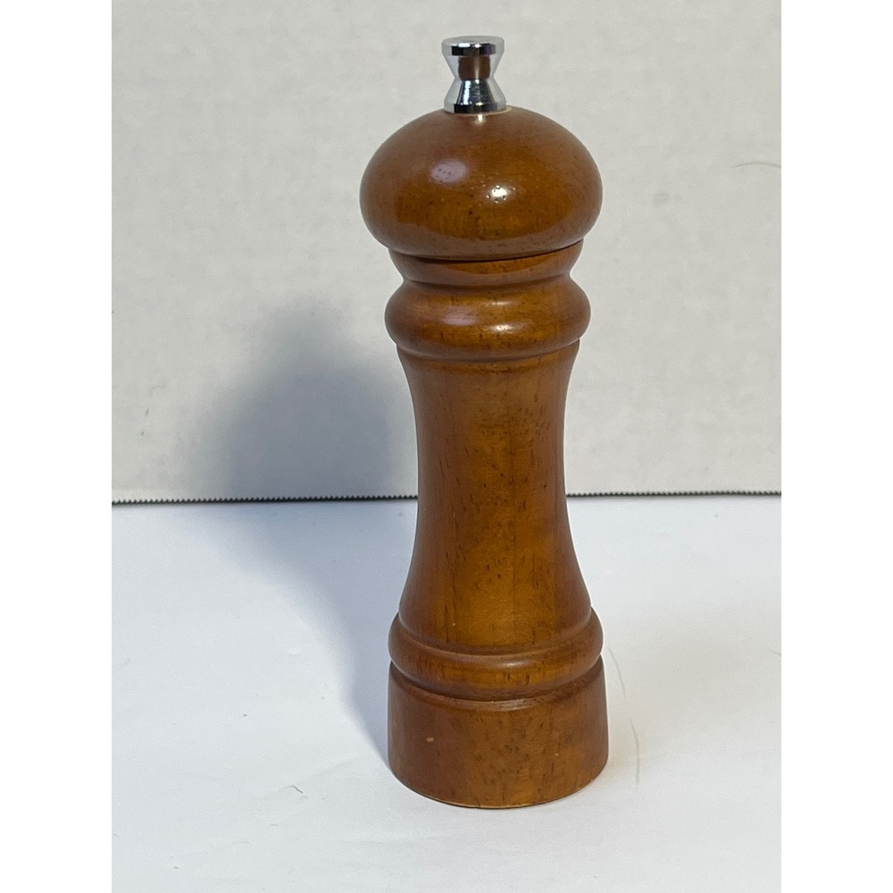 Vintage Spice Tree Wooden Pepper Mill Manual Spice Grinder Wood Chrome Knob